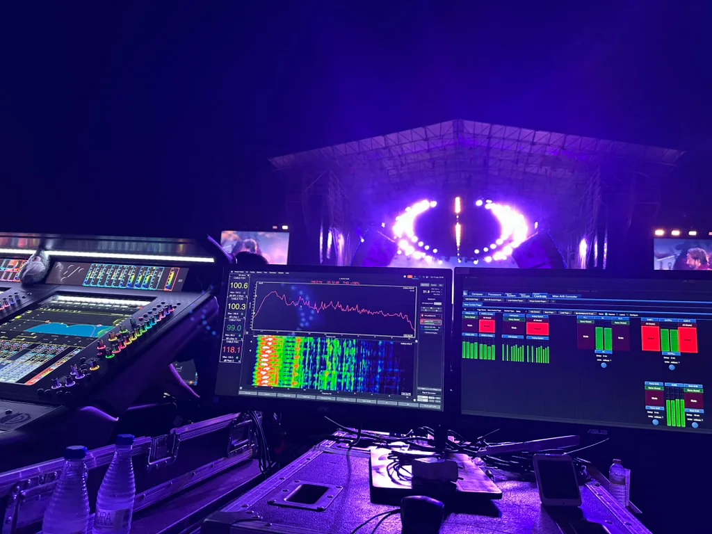Puesto de control FOH durante la Gira Salvaje de Manuel Carrasco